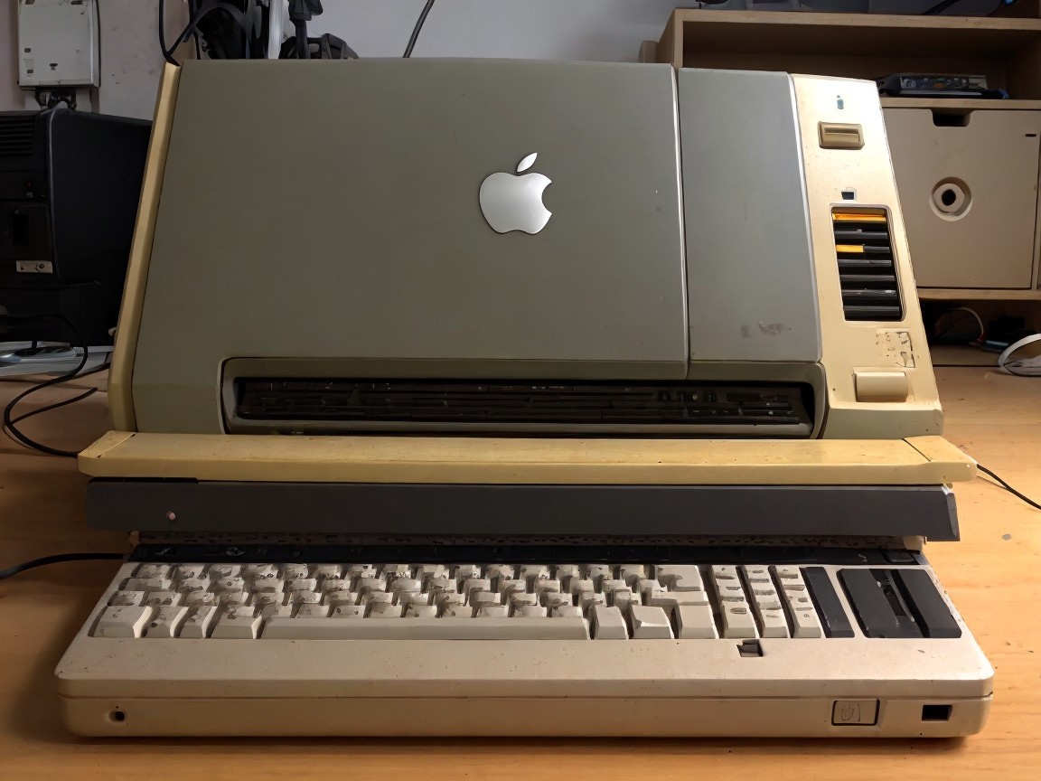 Vintage Apple Computer with Beige Casing and Logo