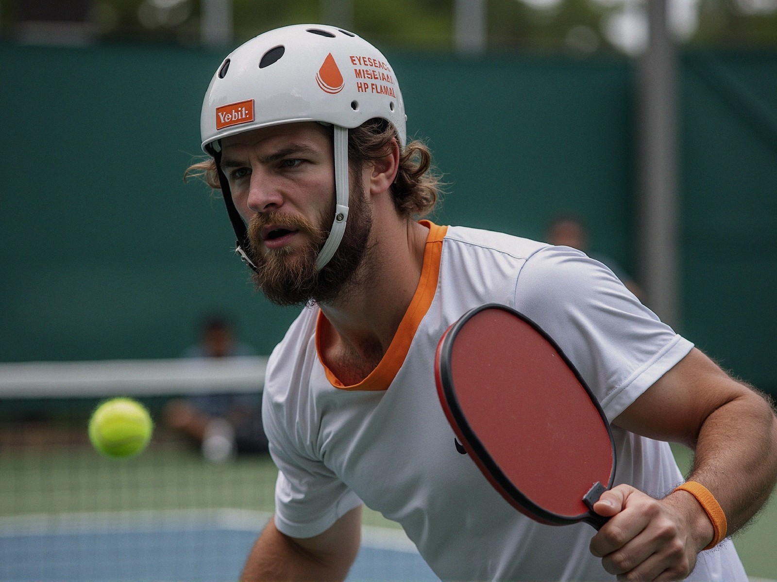 Male Tennis Player Preparing to Hit Yellow Ball