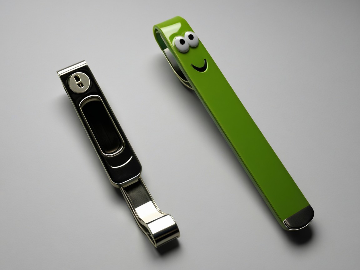 Distinctive Black and Silver Clip vs. Playful Green Clip
