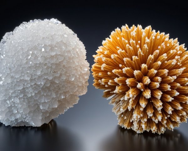 Distinct Crystal Formations: White Cluster and Golden-Brown