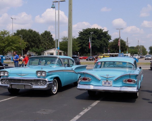 Vintage 1958 Cars in Turquoise at Outdoor Setting