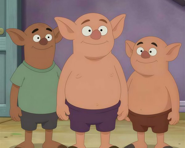 Cartoon Goblin-like Creatures in Indoor Setting