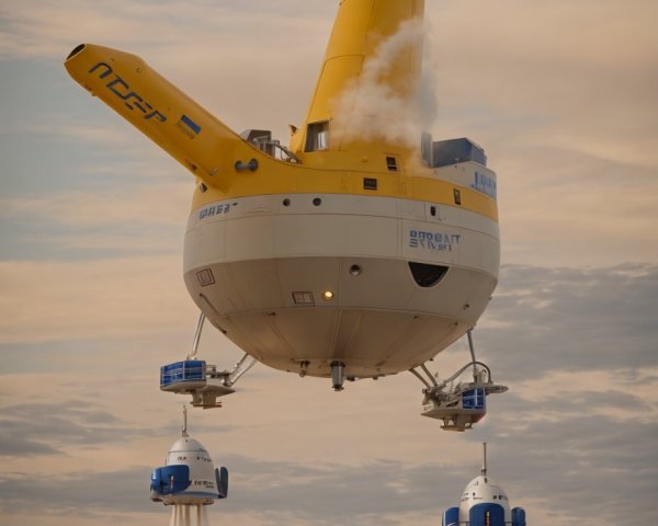 Vertical Takeoff and Landing Craft Test Flight with Thruster Exhaust Plumes
