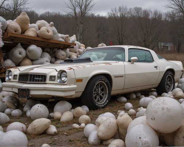 Vintage Chevrolet Camaro in Quirky Marshmallow Landscape