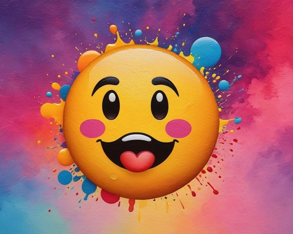 Bright Emoji Face with Heart Eyes and Colorful Background