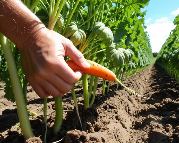 Vibrant Carrot Harvested from Vegetable Garden Soil