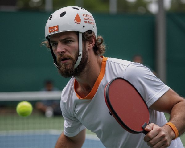 Male Tennis Player Preparing to Hit Yellow Ball