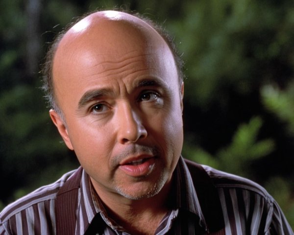Close-up of a middle-aged man in a striped shirt