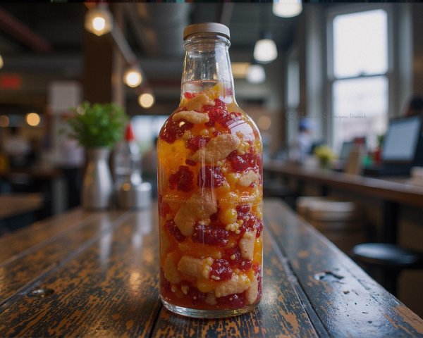 Colorful Ingredients in a Clear Glass Bottle Display