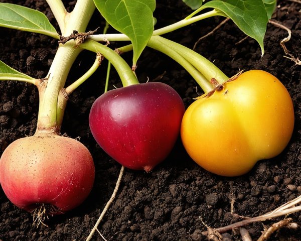 Colorful Tubers Freshly Harvested from Rich Soil