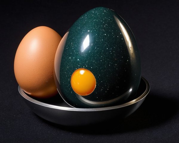 Eggs in Metallic Bowl with Textured and Glossy Surfaces