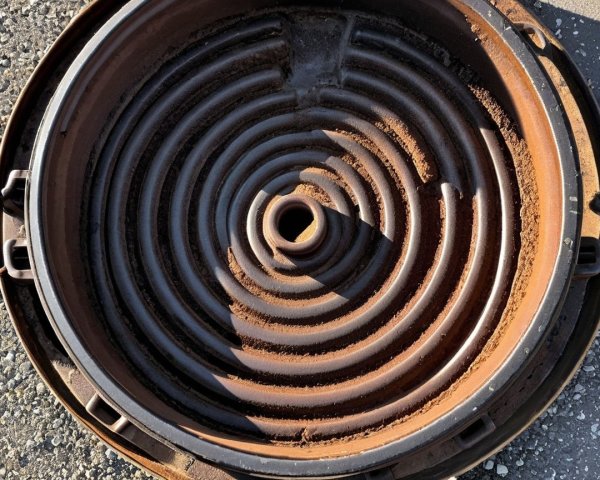 Round Manhole Cover with Spiral Pattern and Rust