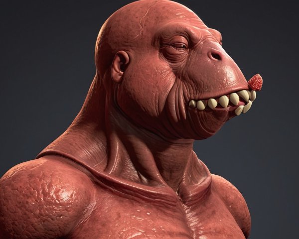 Anthropomorphic Gorilla-like Creature with Strawberry Detail