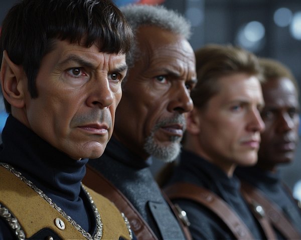 Group of Four Characters in Sci-Fi Setting