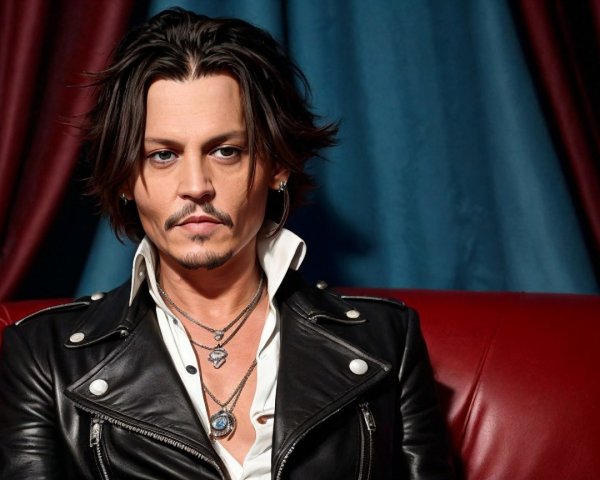 Portrait of a Man in Leather Jacket with Dramatic Background