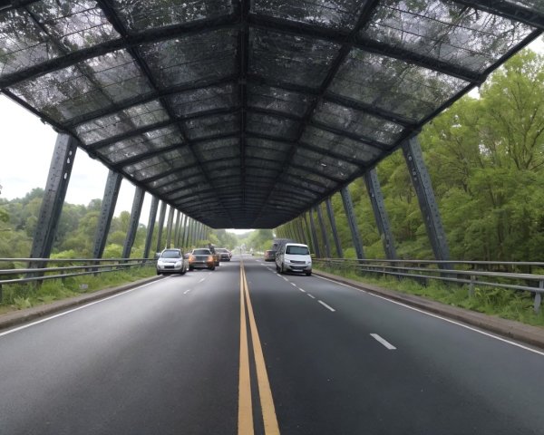 Modern Overpass with Vegetation Alongside Highway