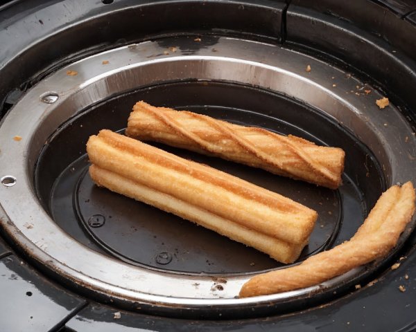 Freshly Cooked Golden-Brown Churros on Metal Tray