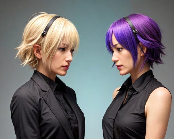 Women with Distinct Hairstyles and Modern Outfits