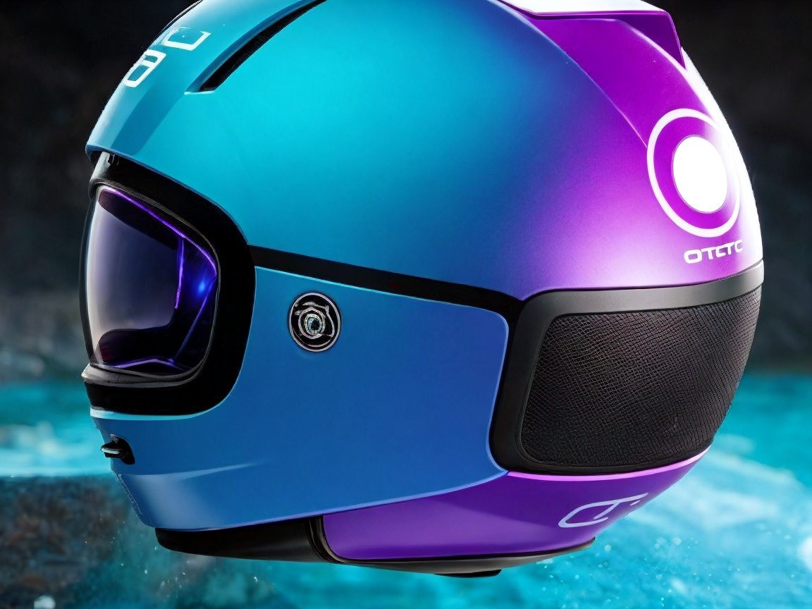 Sleek Modern Helmet with Gradient Blue to Purple Design