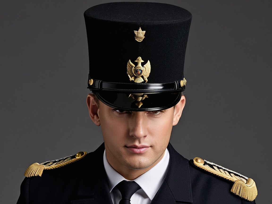 Elegant Male Officer in Formal Black Uniform