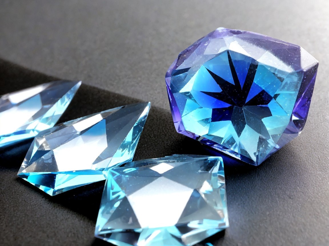 Collection of Blue and Purple Sparkling Gemstones