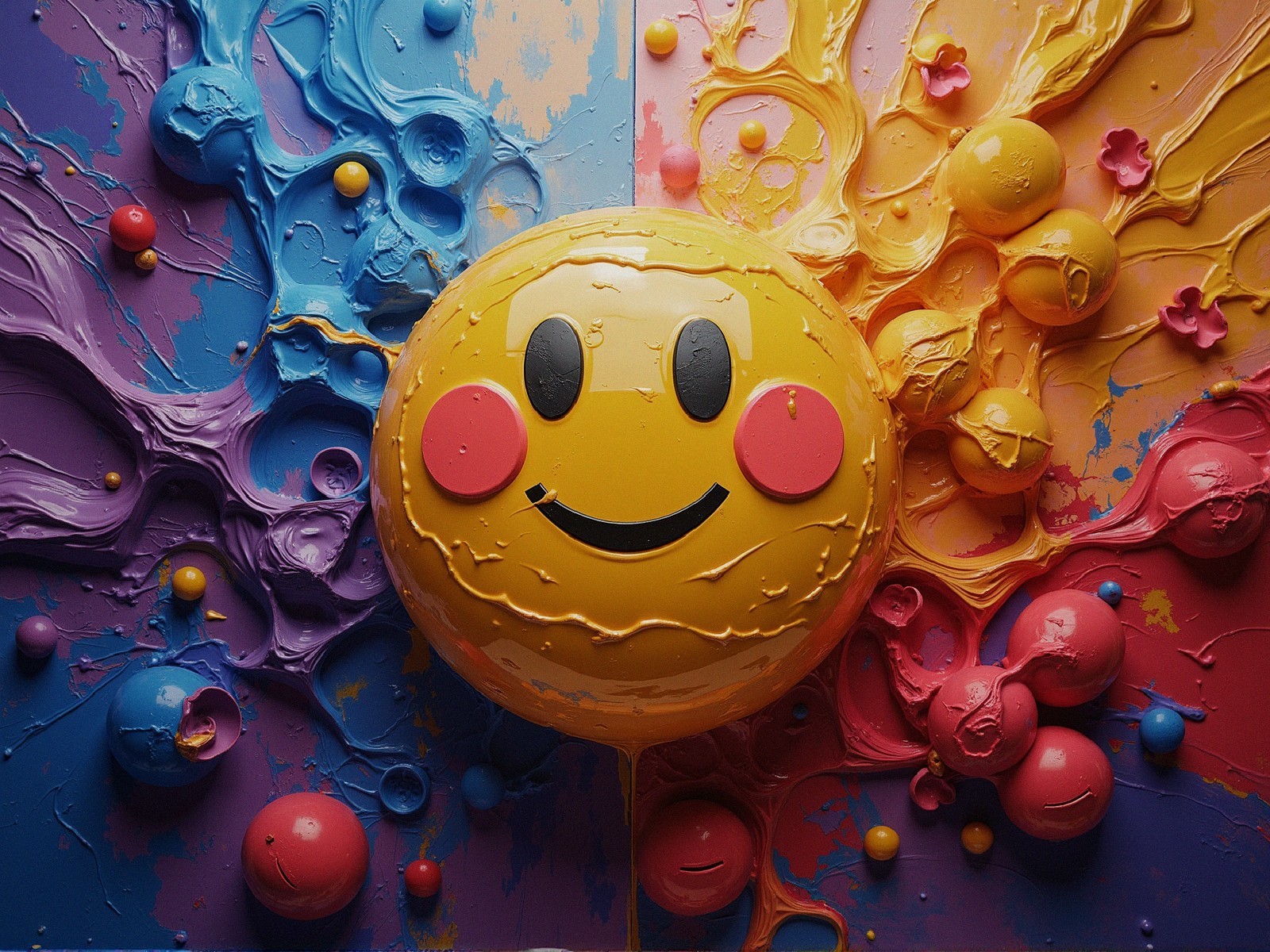 Vibrant Artwork of a Smiling Sun and Colorful Swirls