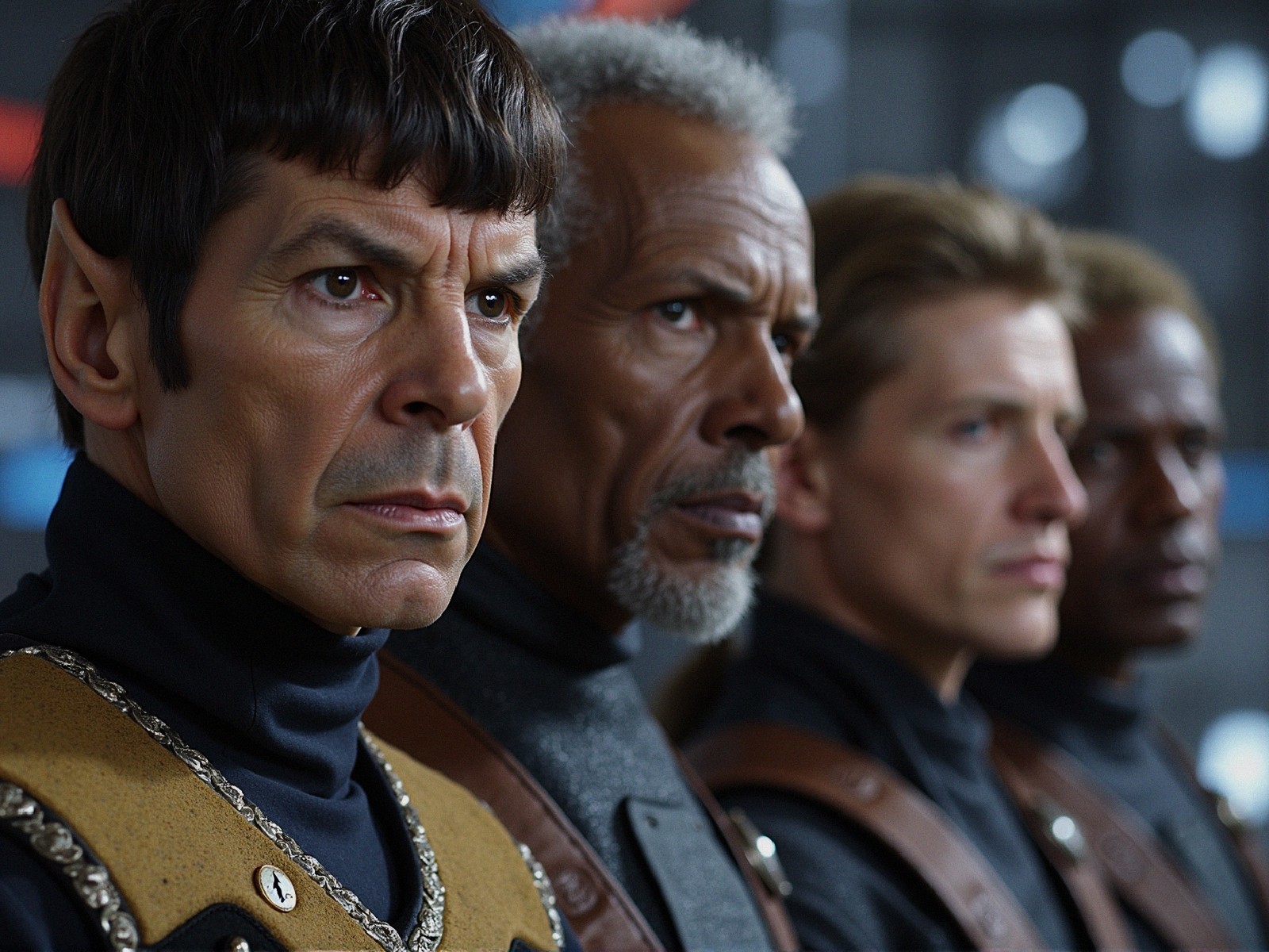 Group of Four Characters in Sci-Fi Setting