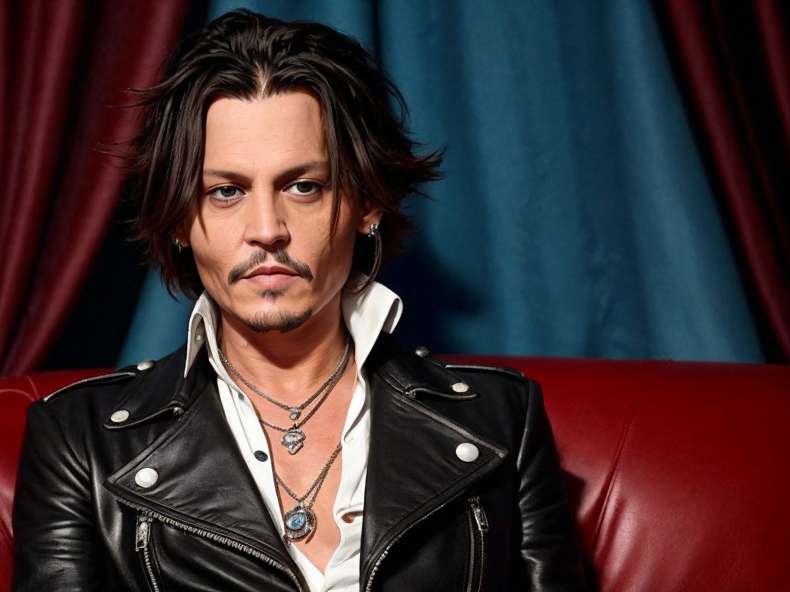 Portrait of a Man in Leather Jacket with Dramatic Background