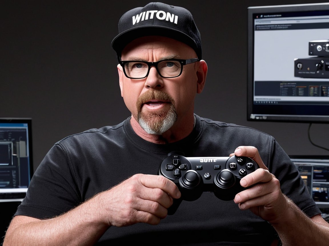 Man with glasses and cap holding a game controller
