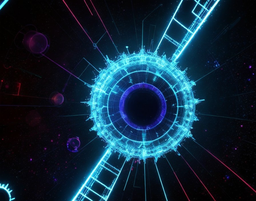Futuristic Glowing Sphere with Radiating Patterns