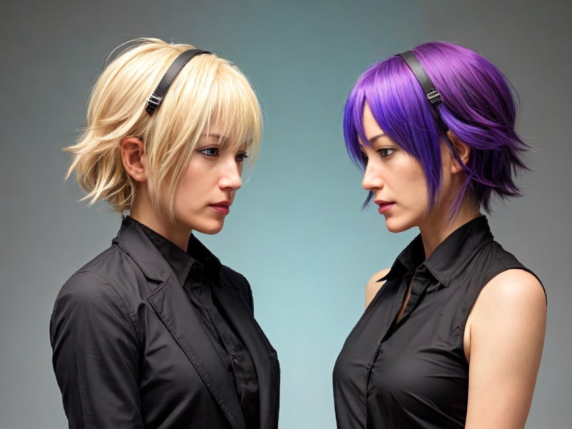Women with Distinct Hairstyles and Modern Outfits