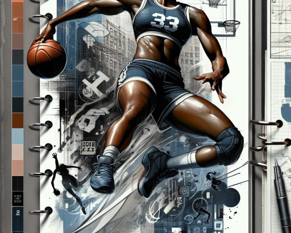 Dynamic Female Basketball Player in Urban Setting