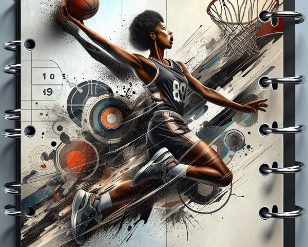 Dynamic Basketball Player in Mid-Air Dunking
