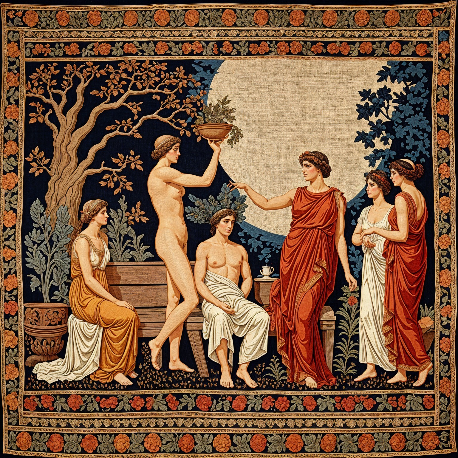 Classical Scene of Figures in Flowing Garments