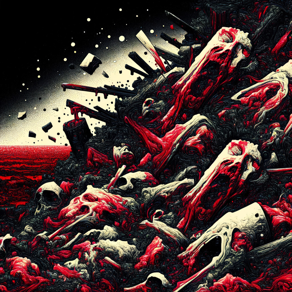 Chaotic Landscape with Skeletal Remains and Stars