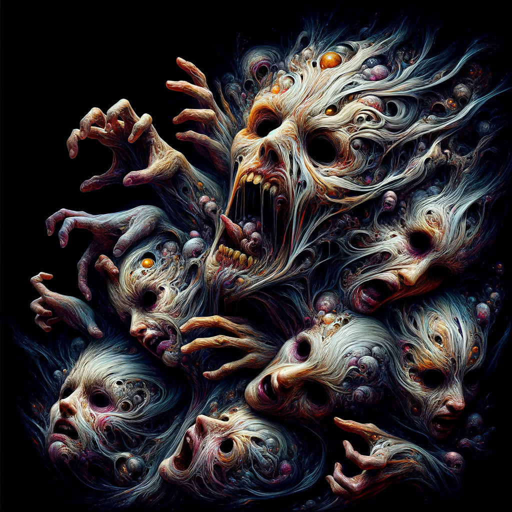 Surreal Composition of Distorted Ghostly Figures