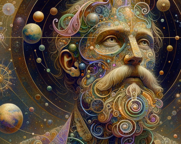 Surreal Portrait of a Man with Cosmic Elements