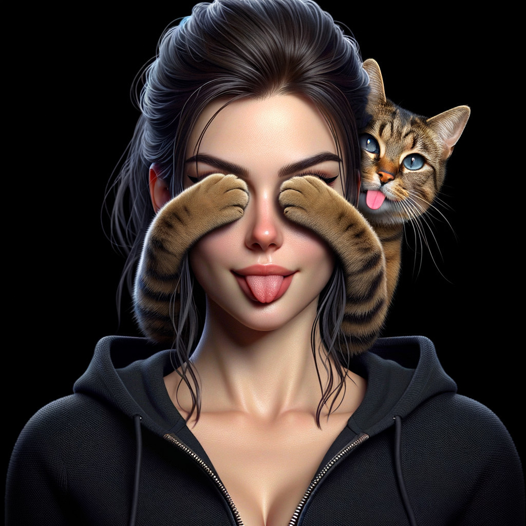Playful Interaction Between Woman and Tabby Cat