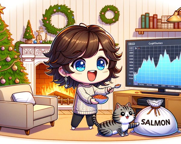 Festive Scene with Character, Cat, and Christmas Decor