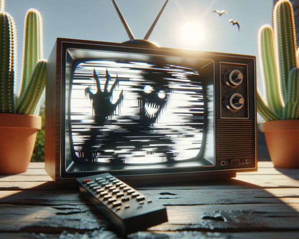 Old Television Displaying Distorted Hand Image