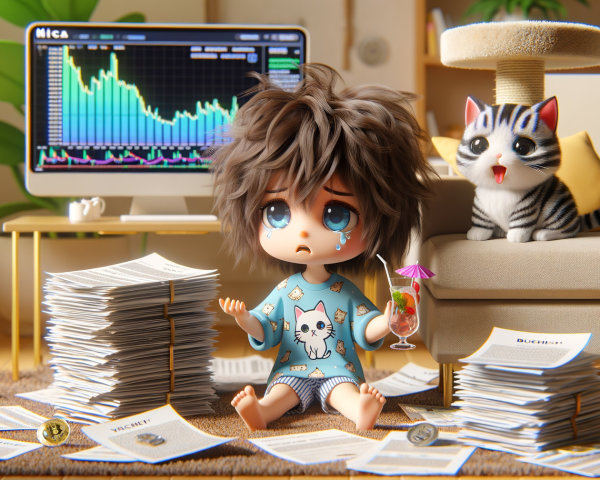Child Surrounded by Financial Documents and a Cat