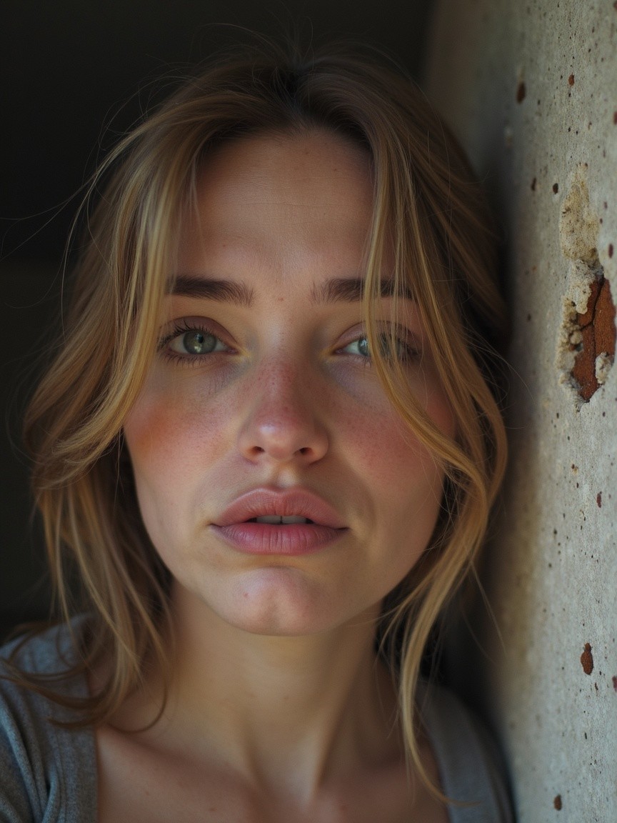 Close-up Portrait of a Young Woman with Natural Makeup
