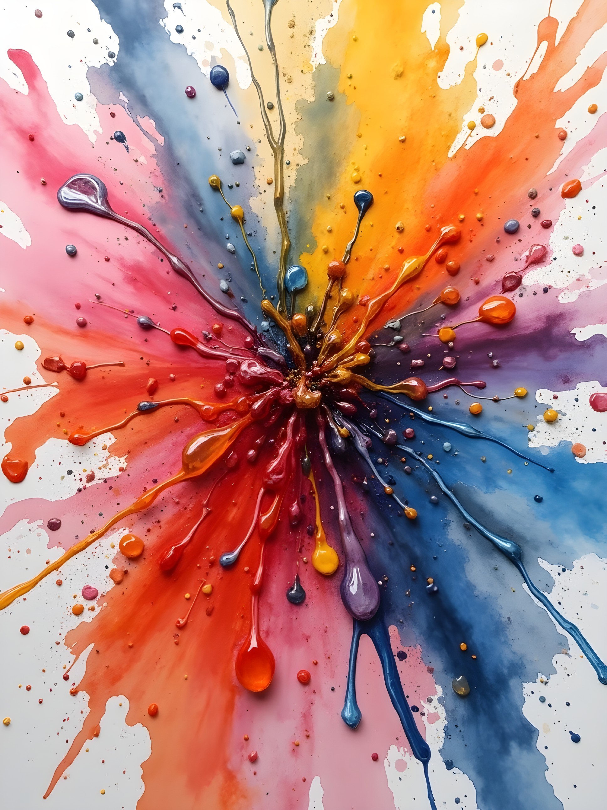 Vibrant Abstract Color Explosion on White Background