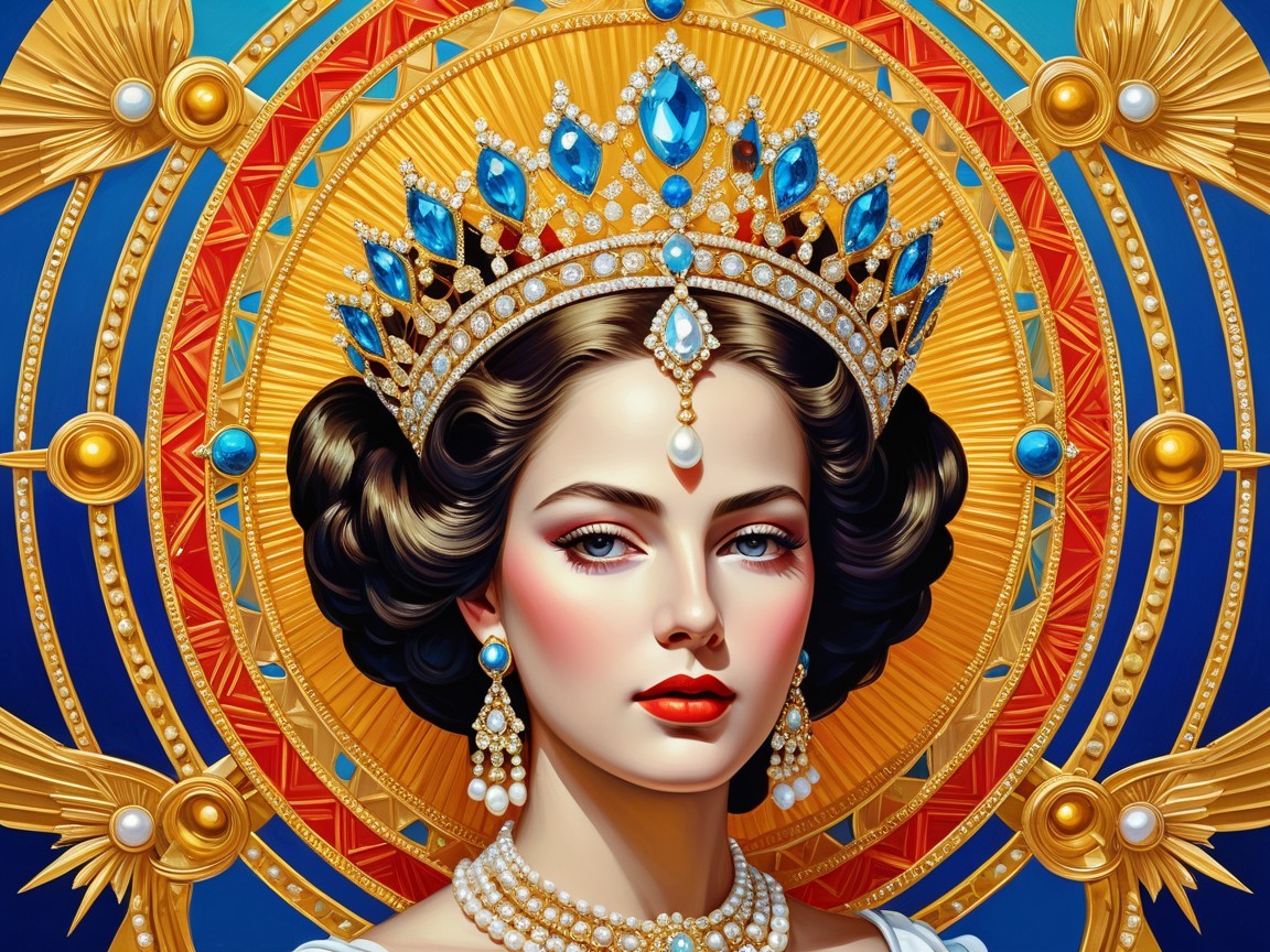 Regal woman with crown and elegant hairstyle