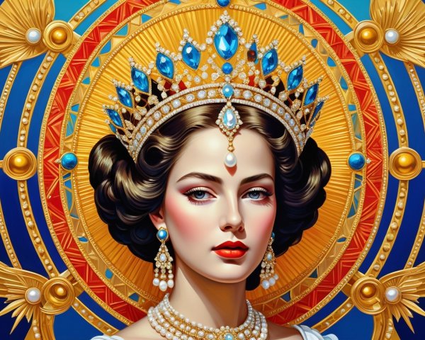 Regal woman with crown and elegant hairstyle