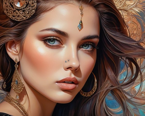 Portrait of a Young Woman with Elegant Features
