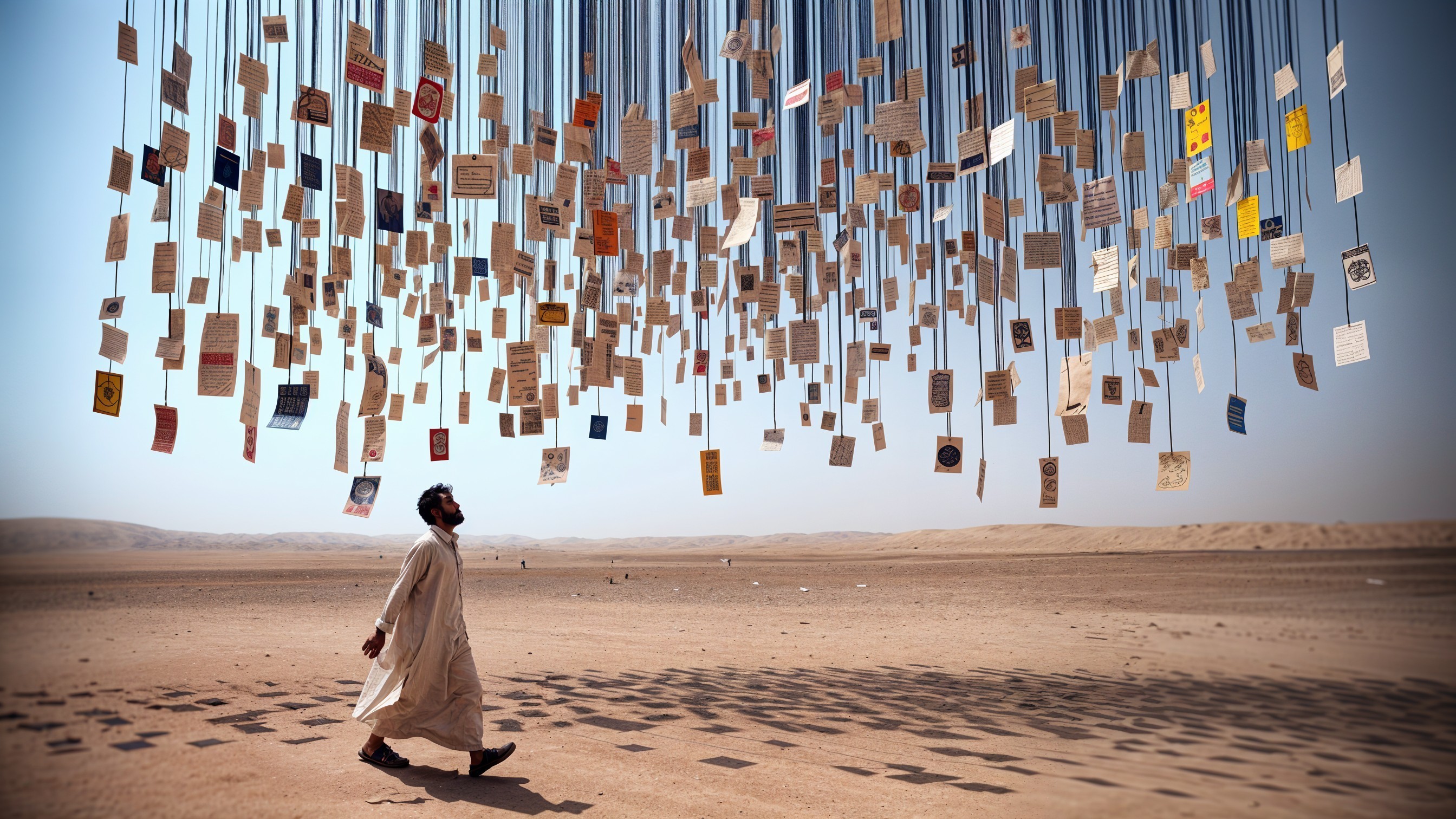 Desert Landscape with Suspended Paper Installation