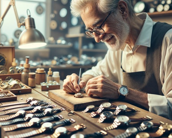 Vintage Watch Repair in a Well-Lit Workshop Setting