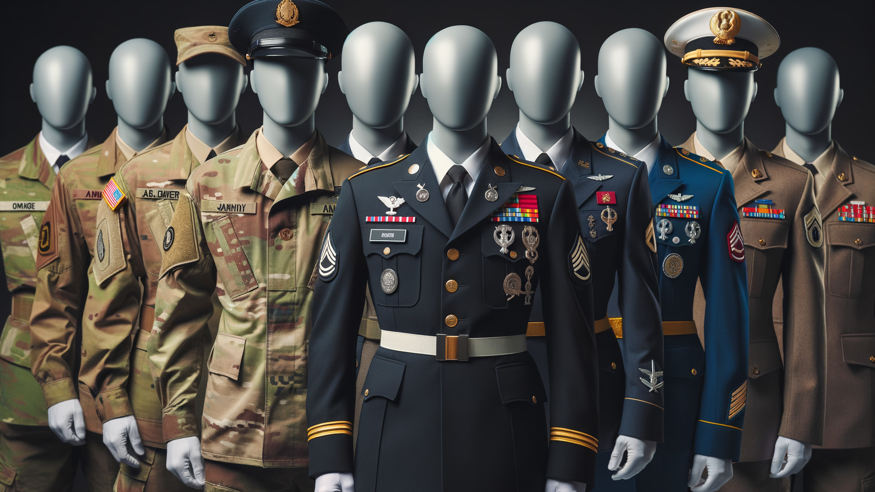 Display of Military Uniforms Across Different Eras