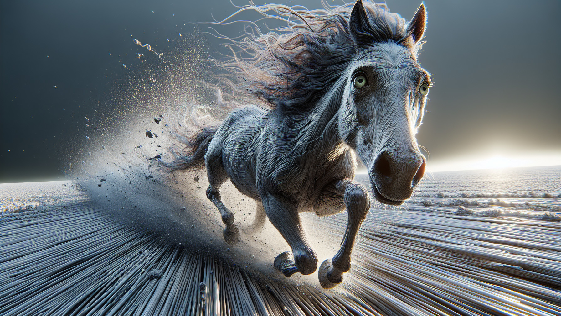 Photorealistic White Horse in Surreal Landscape